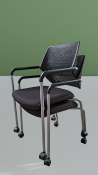 Preview: Set - 2 x Besucher- / Stapelstuhl - mobil - schwarz