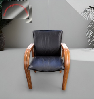 Preview: Thonet - Besucherstuhl - Leder - schwarz