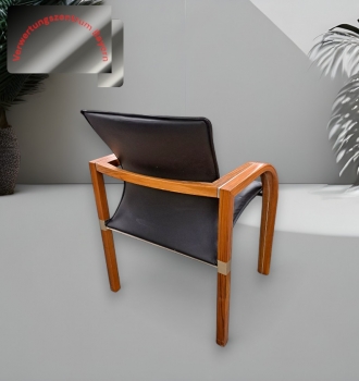 Preview: Thonet - Besucherstuhl - Leder - schwarz