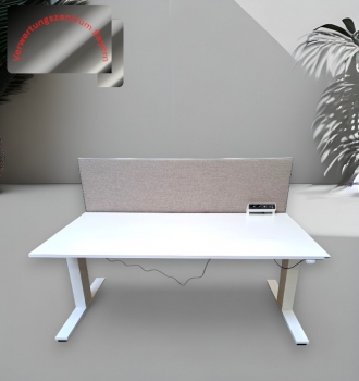 Preview: Wini - Schreibtisch elektrisch - weiß - Trennwand - 160x80