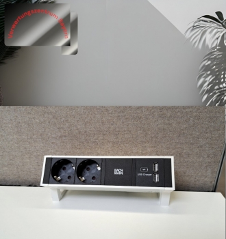 Preview: Wini - Schreibtisch elektrisch - weiß - Trennwand - 160x80