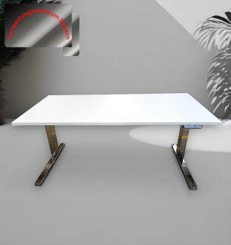 Schreibtisch - elektrisch höhenverstellbar - weiß-chrome - 160x80