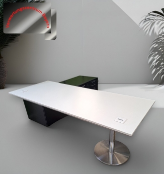 VS - Schreibtisch mit Sideboard - elektrisch höhenverstellbar - weiß+schwarz - 200x80
