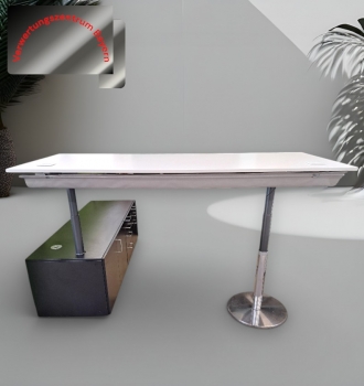 VS - Schreibtisch mit Sideboard - elektrisch höhenverstellbar - weiß+schwarz - 200x80
