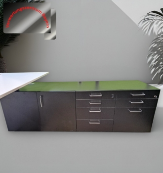 VS - Schreibtisch mit Sideboard - elektrisch höhenverstellbar - weiß+schwarz - 200x80