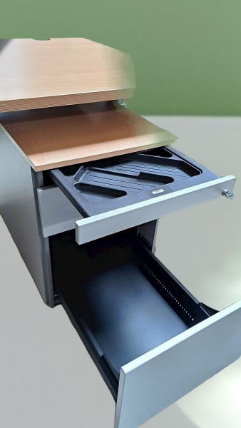 Wini - Rollcontainer - Buche-grau - 3 Auszüge