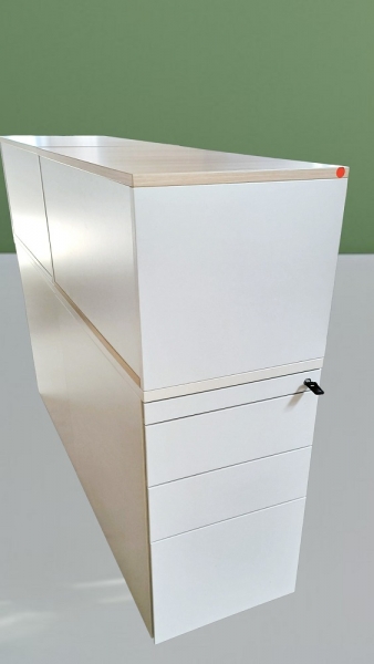 Steelcase - Standcontainer - weiß-Akazie - 4 Auszüge