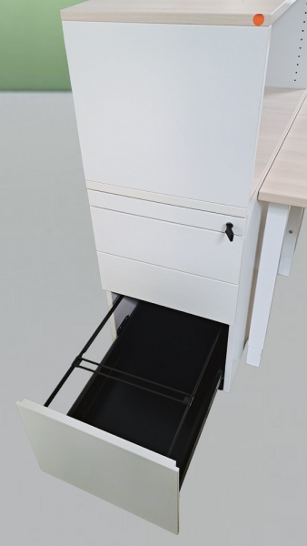 Steelcase - Standcontainer - weiß-Akazie - 4 Auszüge