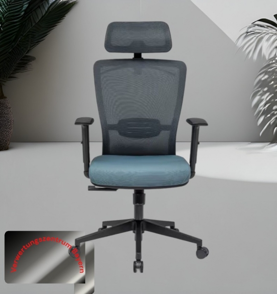 Bürodrehstuhl - blau-schwarz - Meshrücken