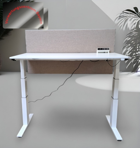 Wini - Schreibtisch elektrisch - weiß - Trennwand - 160x80