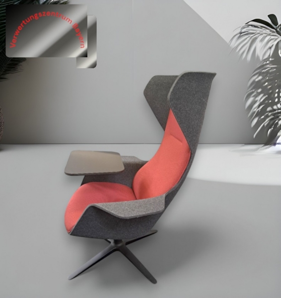 Klöber - Wooom - Loungesessel - dunkelgrau-rötlich