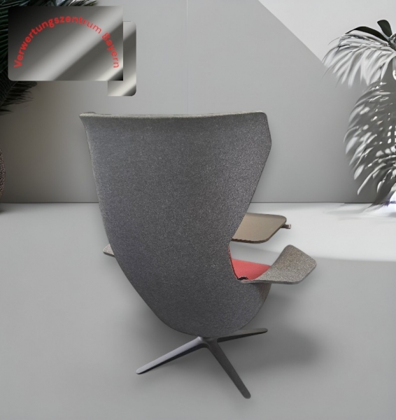 Klöber - Wooom - Loungesessel - dunkelgrau-rötlich