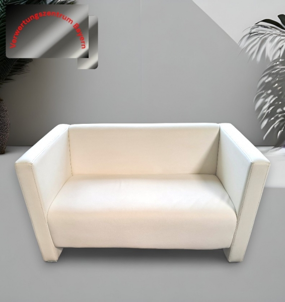 Sofa- / Couch - 2-Sitzer - Kunstleder weiß - 125x70x72