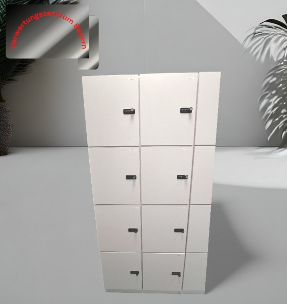 Schließfachschrank - 8 Fächer - weiß - 80x60x197