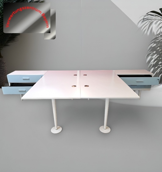 Vitra - Schreibtisch - Arbeitsplatz - mit Sideboard - links - weiß-mint 180x180