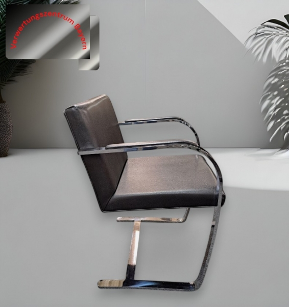 Knoll - Brno - Freischwinger - Leder - schwarz